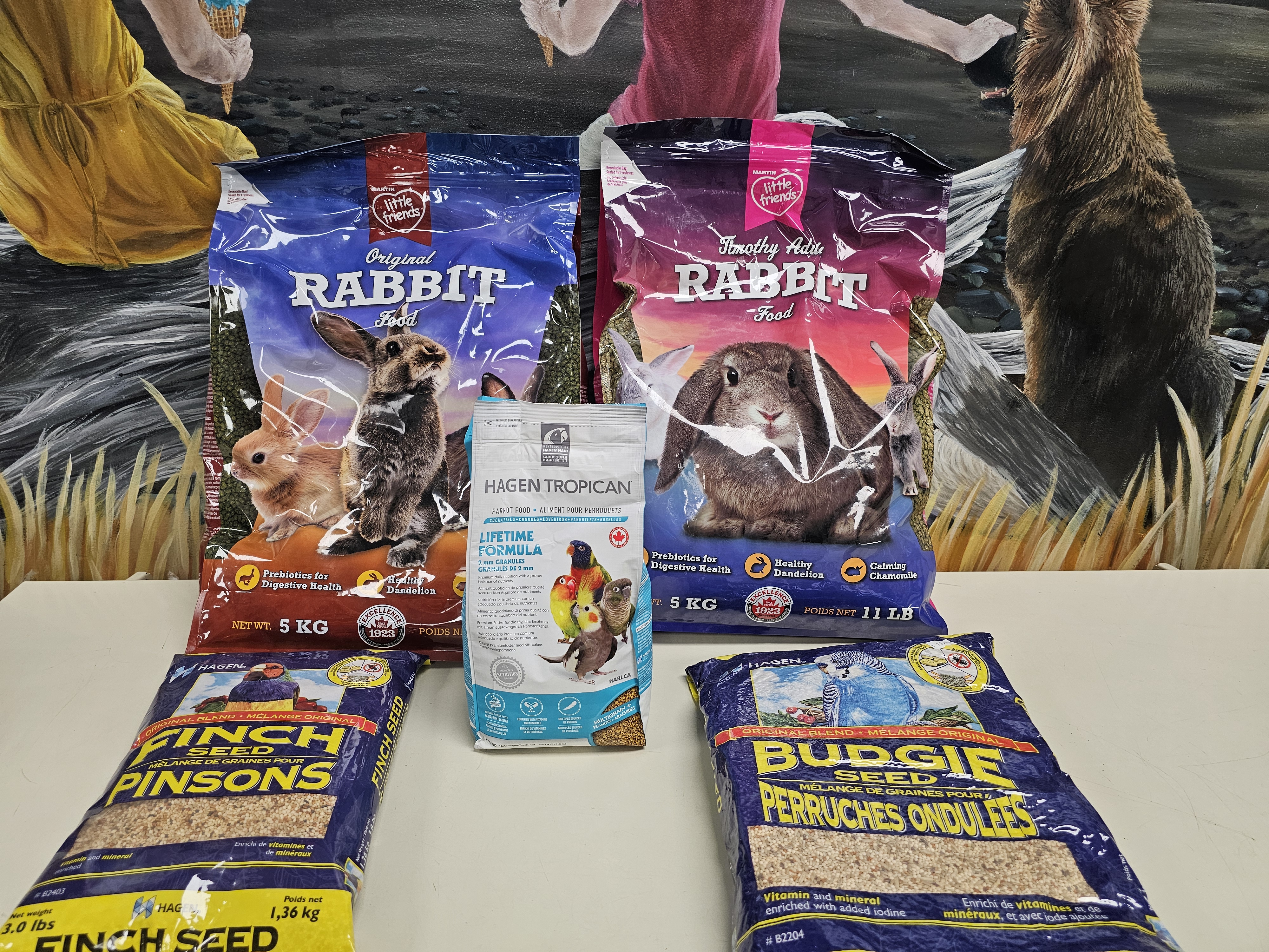 Little Friends small pet food packages on store display
